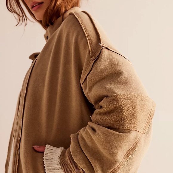 NEW Free People Lou Moto Zip Jacket In Greige - Picture 3 of 11